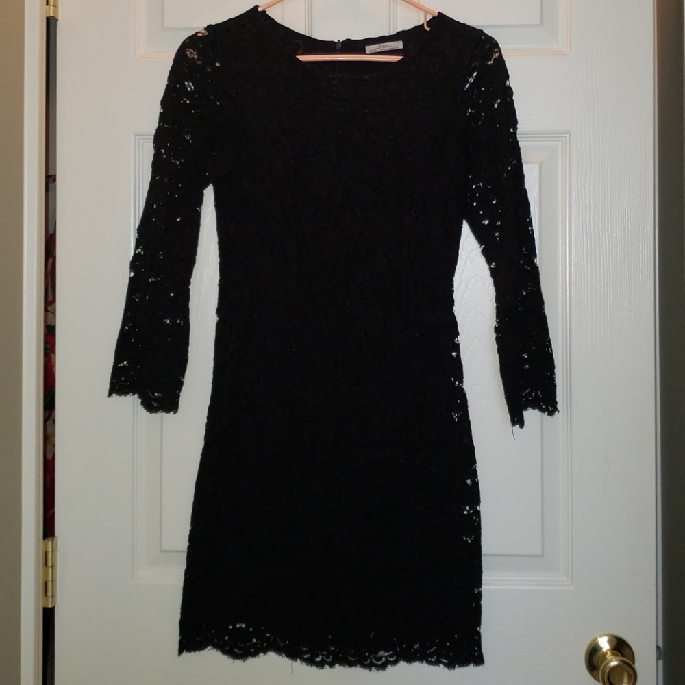 Zara Black Lace Long Sleeve Dress